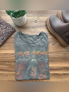 AC/DC High Voltage Tour 1976 Black Distressed Acid Wash T-shirt